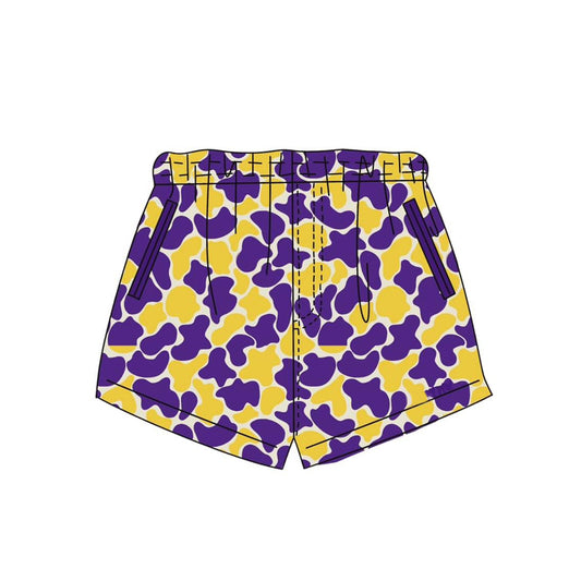 SS0874 Preorder Baby Boy Purple Yellow Camo Team Pockets Shorts Bottom