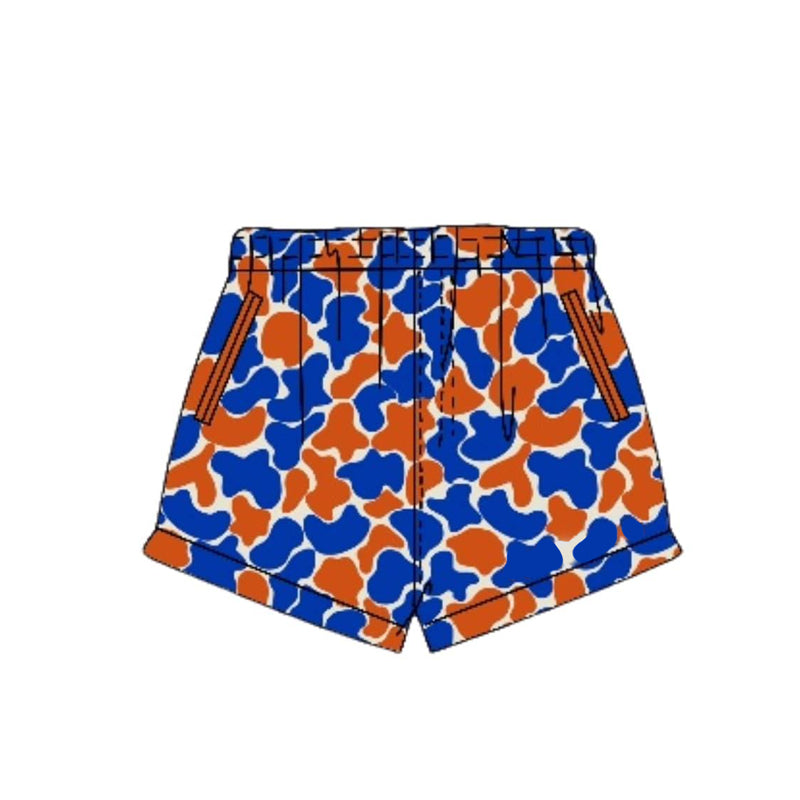SS0876 Preorder Baby Boy Blue Orange Camo Team Pockets Shorts Bottom