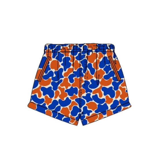 SS0876 Preorder Baby Boy Blue Orange Camo Team Pockets Shorts Bottom