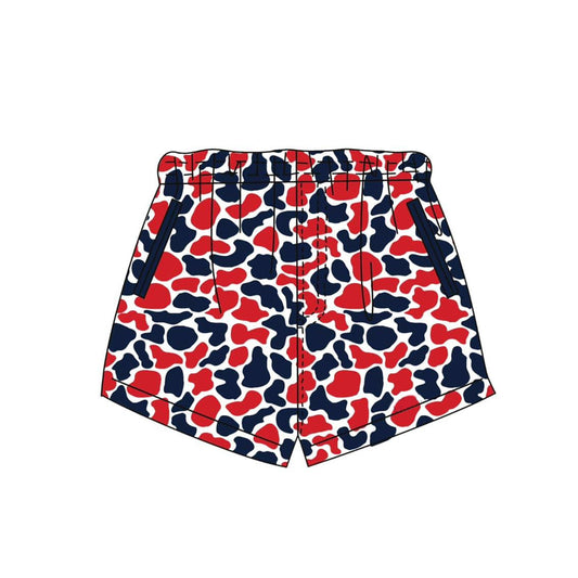 SS0877 Preorder Baby Boy Red Navy Camo Team Pockets Shorts Bottom