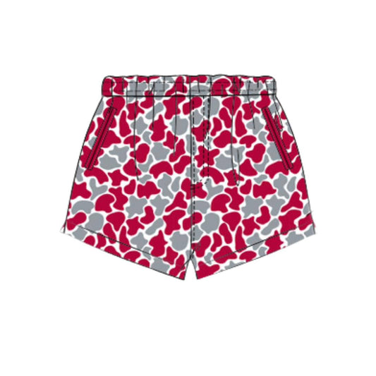 SS0880 Preorder Baby Boy Red Grey Camo Team Pockets Shorts Bottom