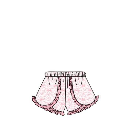 SS0884 Preorder Baby Girls Pink Flowers Bows Ruffle Shorts Bottom