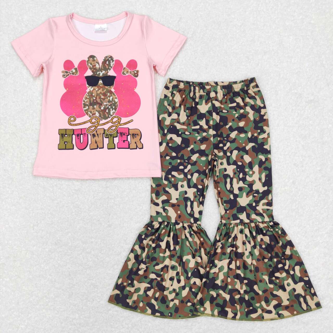 GSPO1049 hunter Rabbit camouflage pink short-sleeved pant suit