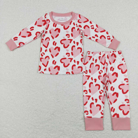 GLP1095 Pink heart white long sleeve pant suit