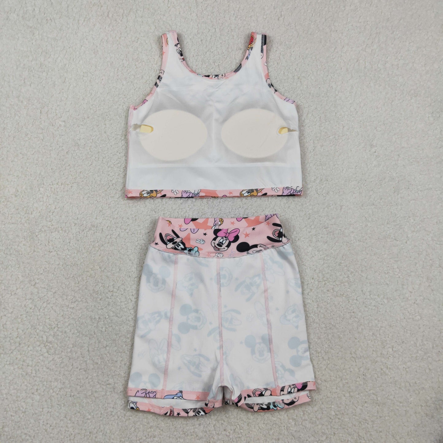 GSD2332 Kids Baby Girl Sleeveless Cartoon Mouse Ducks Top Skorts Yoga Sets