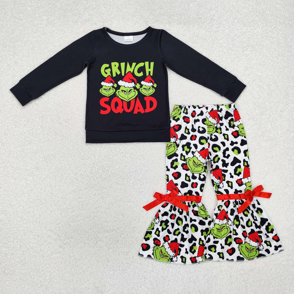 GLP1915 Baby Girls Christmas Frog Squad Tops Bell Pants Clothes Set