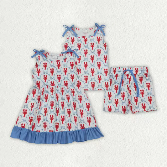 Sibling Baby Girls clothes short sleeve shorts Clothes Sets and Dresses