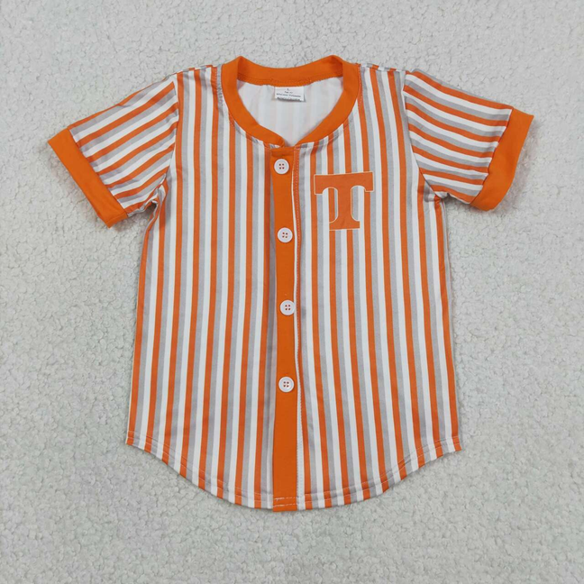 BT1747 Baby Boys Orange Stripe Tennessee Team Button T-shirts Top