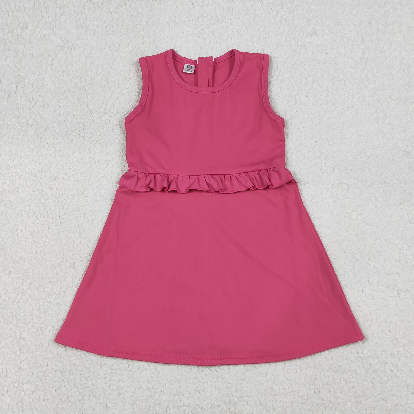 GSD3740 Kids Baby Girls Pink Sleeveless Yoga Active Shorts Knee Length Dresses