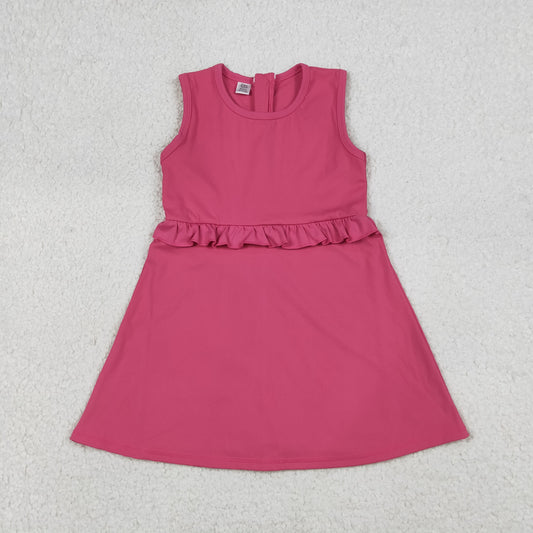 GSD3740 Kids Baby Girls Pink Sleeveless Yoga Active Shorts Knee Length Dresses