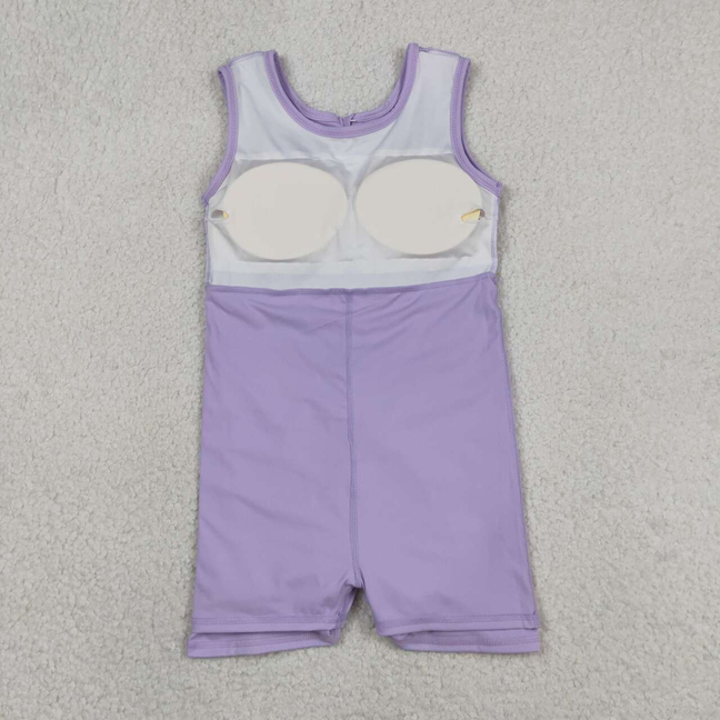 GSD3881 Kids Baby Girls Lavender Sleeveless Yoga Active Short Knee Length Dresses