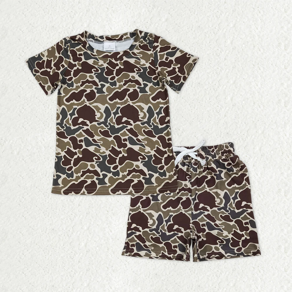 RTS NO MOQ（In Stock) BT1648+SS0735 baby boys clothes camouflage short sleeve shorts sets-BSSO1903
