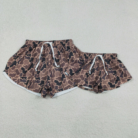 Sibling Baby girls clothes and adult clothes yoga camouflage kids shorts and adult shorts
