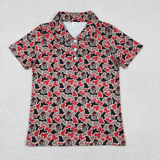 BT1718 Kids Adult Men Short Sleeve Southern Camo Bulldogs Team Button Polo Shirts Top