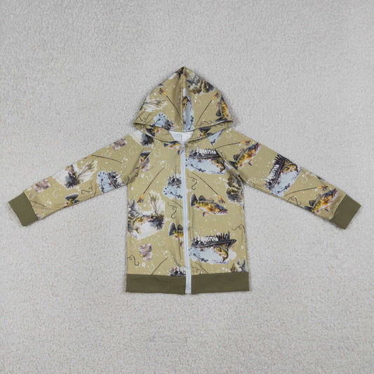 BT0346 Kids Baby Boys Green Long Sleeve Fishing Hunting Zip Hoodie Jacket Top