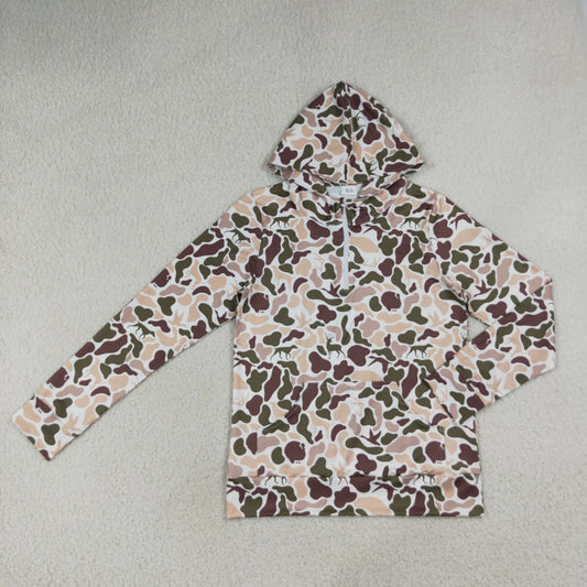 GT1711 Adult Women Deer Ducks Dogs Camo Hunting Zip Pocket Hoodies Tops