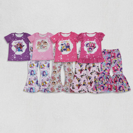 12/18m-14/16t Sibling Baby Girls clothes kpop short sleeve Top Flare Pants Clothes Sets