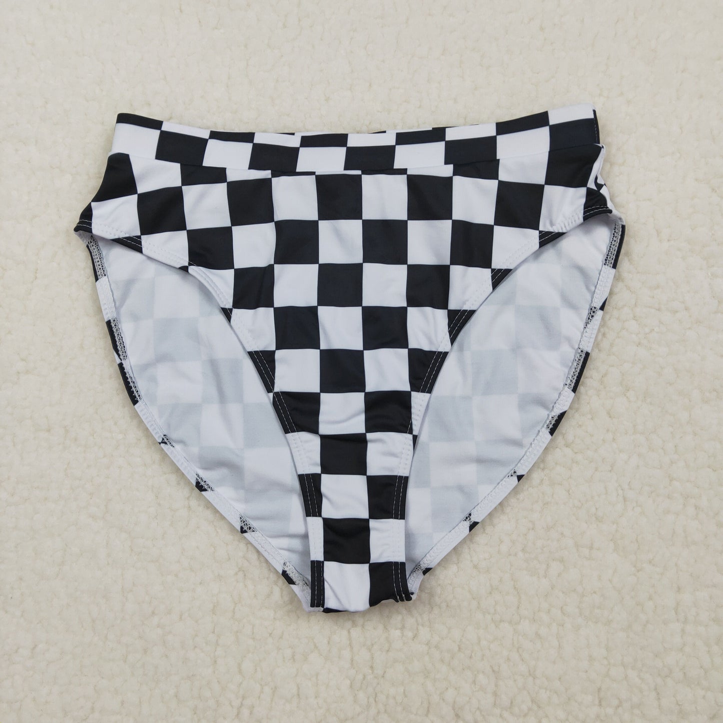 S0737 Adult Women Black Checkered Bummies Shorts Bottom