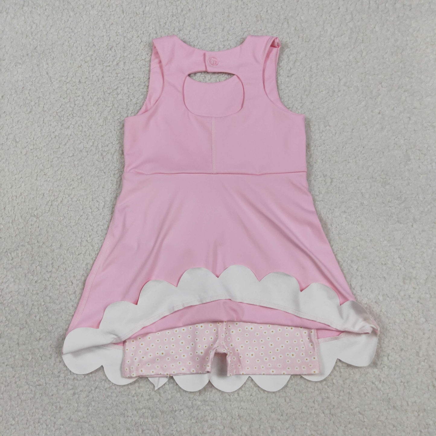 GSD3315 Kids Baby Girls Pink Sleeveless Bows Yoga Ruffle Shorts Knee Length Dresses