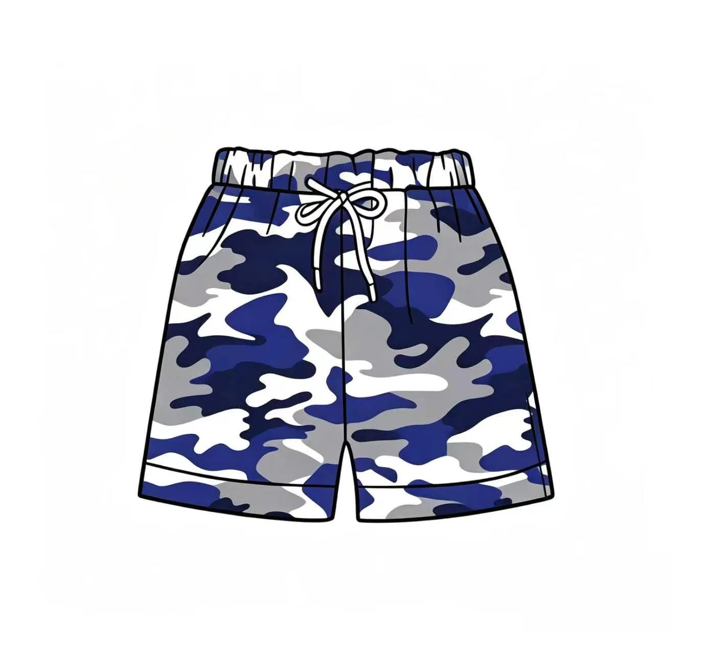 Custom Order Baby Boys Blue Grey Camouflage Shorts Bottoms
