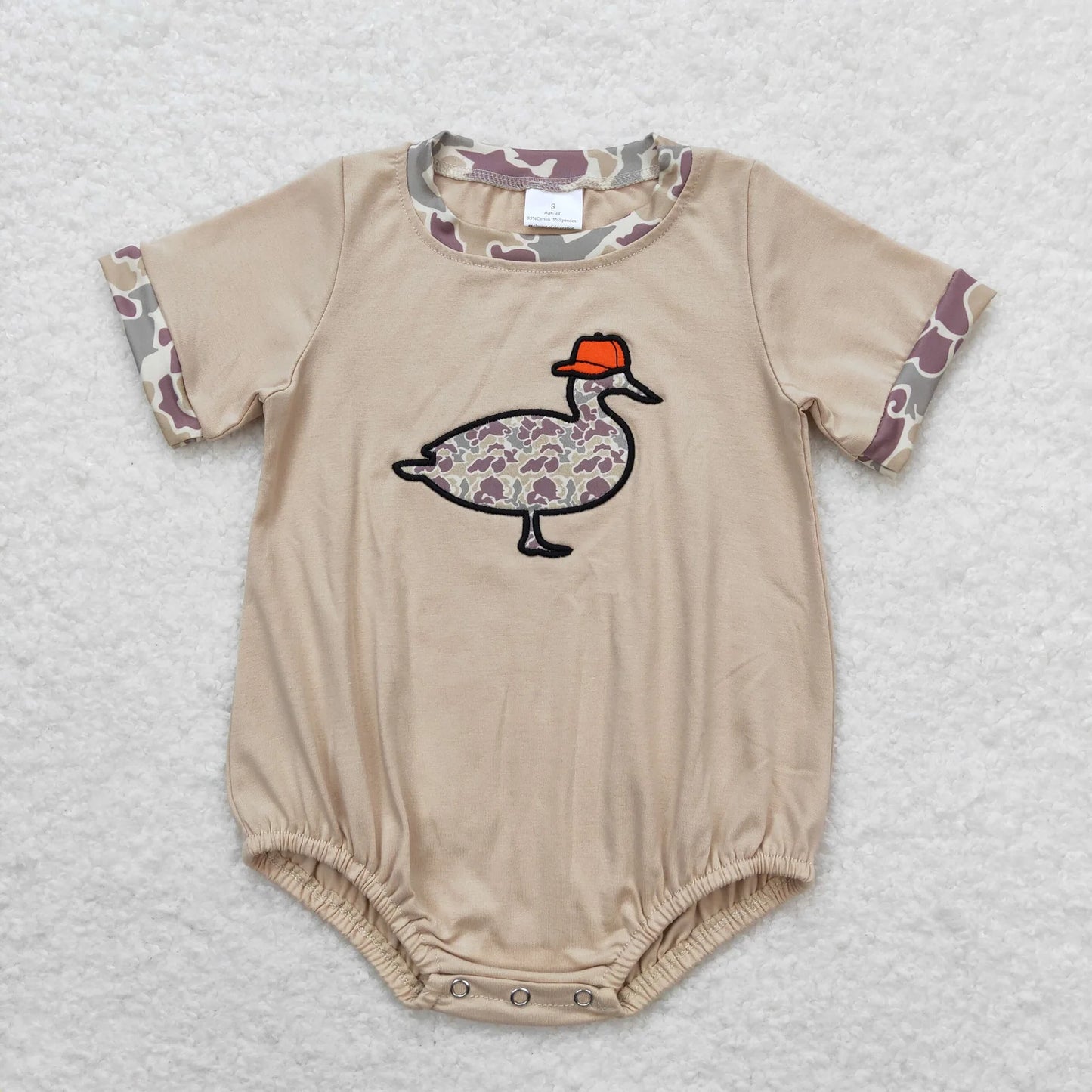SR1403 Newborn Baby Infant Boys Camo Duck Short Sleeve Rompers