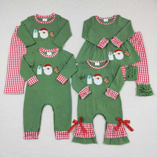 Sibling Baby Kids Embroidery Milk Cookie Santa Christmas Toddler Clothing Sets Rompers