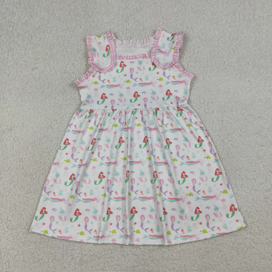 GSD2142 Kids Baby Girl Mermaid Sea World Sleeveless Knee Length Dresses