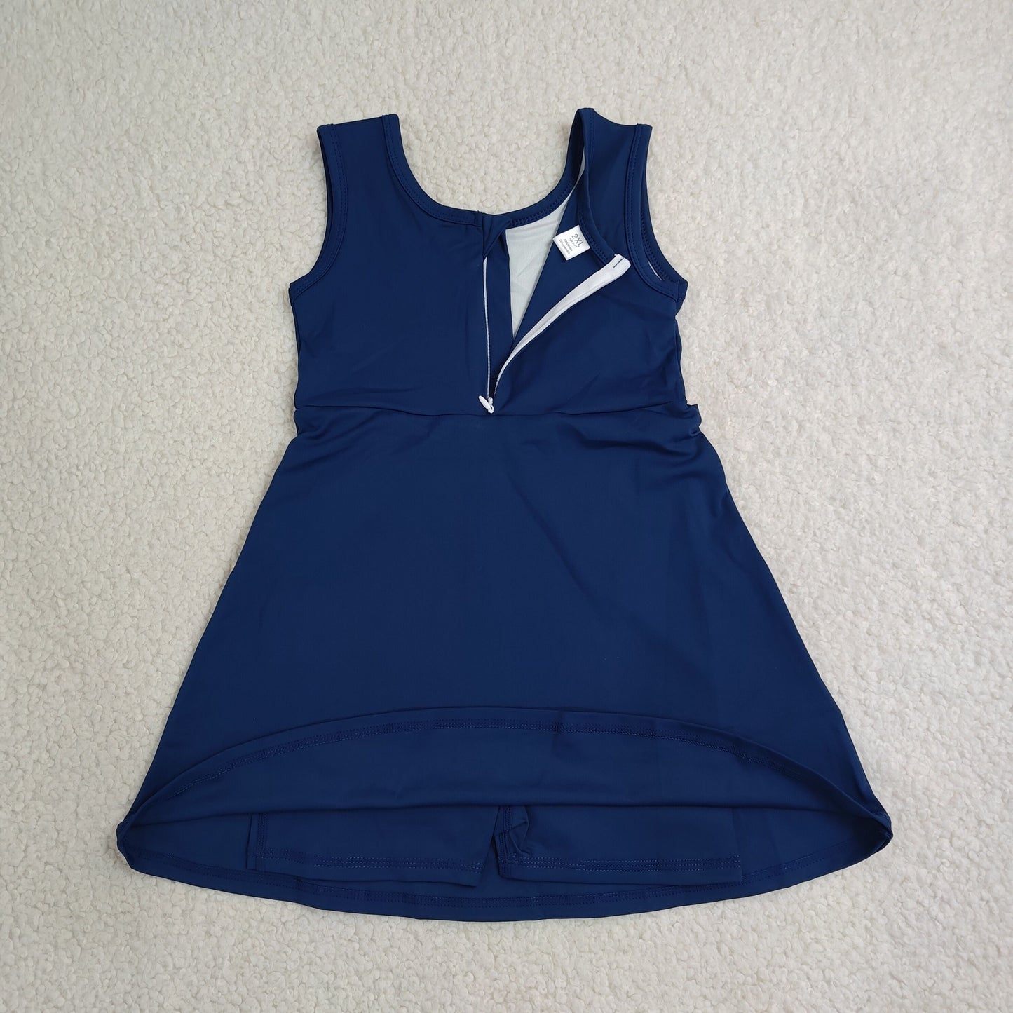 GSD3880 Kids Clothing Baby Girls Navy Sleeveless Bows Yoga Active Short Knee Length Dress