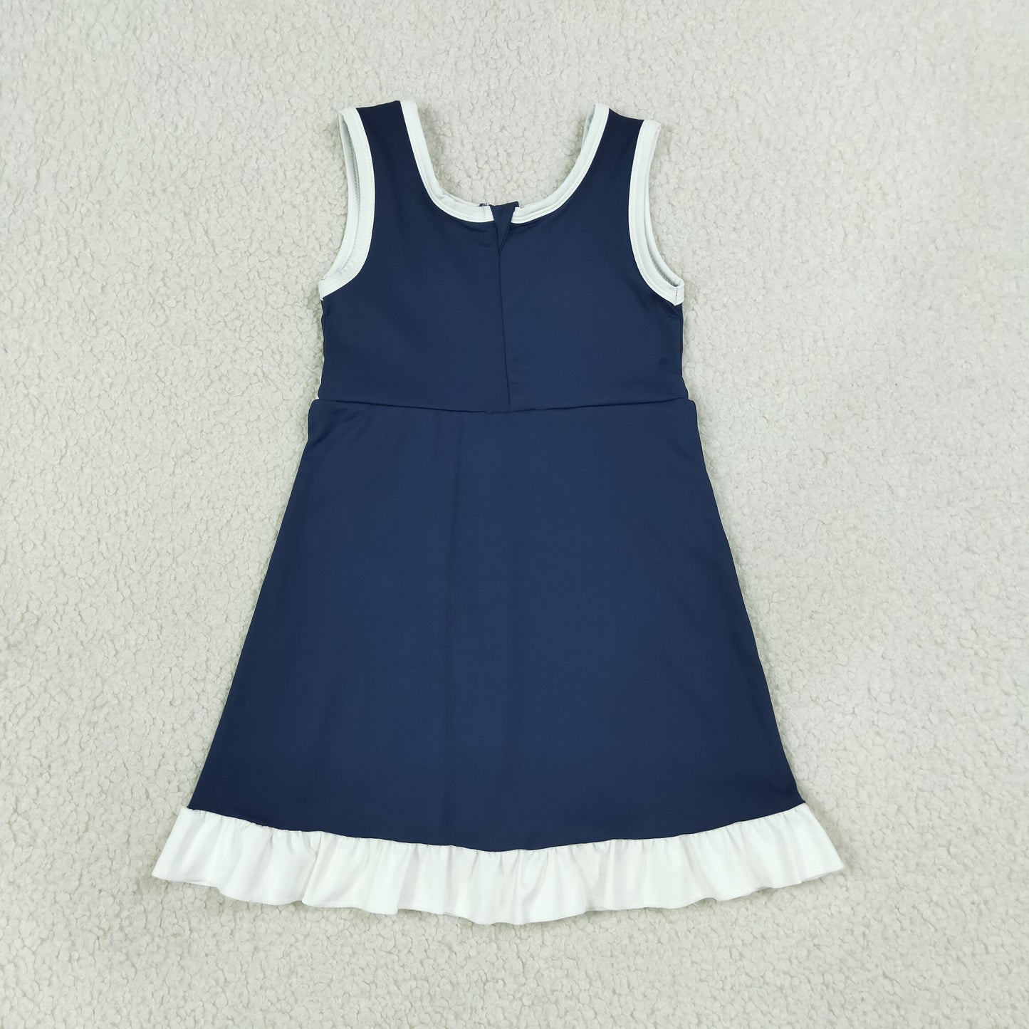 GSD4145 Kids Baby Girls Sleeveless Purple Yoga Active Short Scallop Knee Length Dress