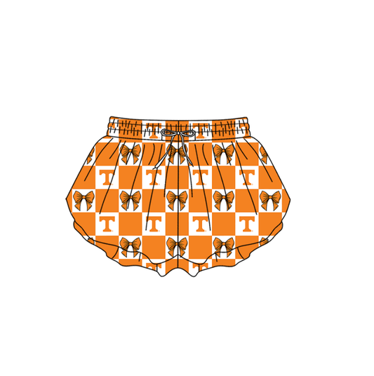 Custom Milk Silk Order MOQ:3 or 5 pcs Each Design Team State Girl Summer Bow Orange Shorts