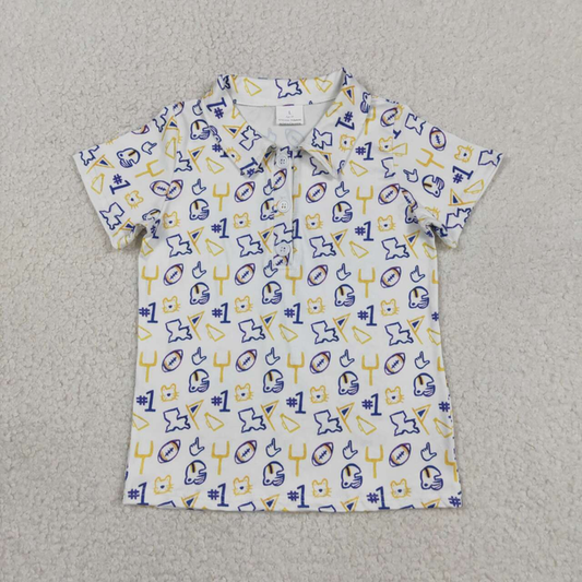 BT1763 Kids Baby Boys Short Sleeve Footballs Team Button Polo Shirts Top