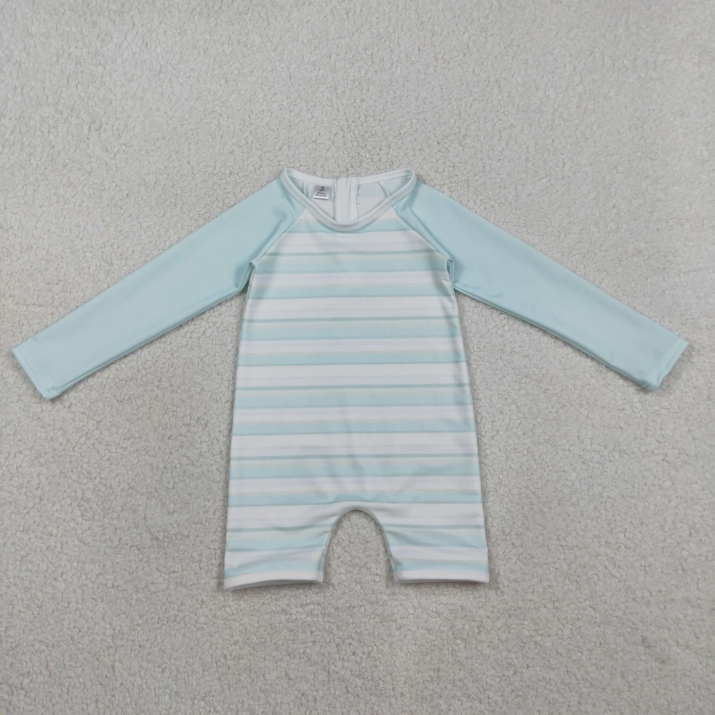 S0650 Kids Baby Girls Aqua Blue Stripe Romper Swimsuits