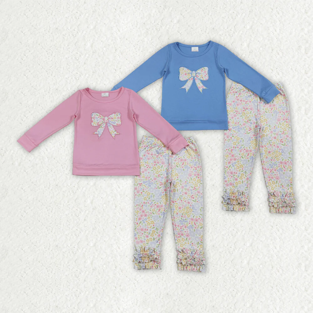 Sibling baby girl clothes Embroidery Floral long sleege Pants sets Clothes and tops and panst