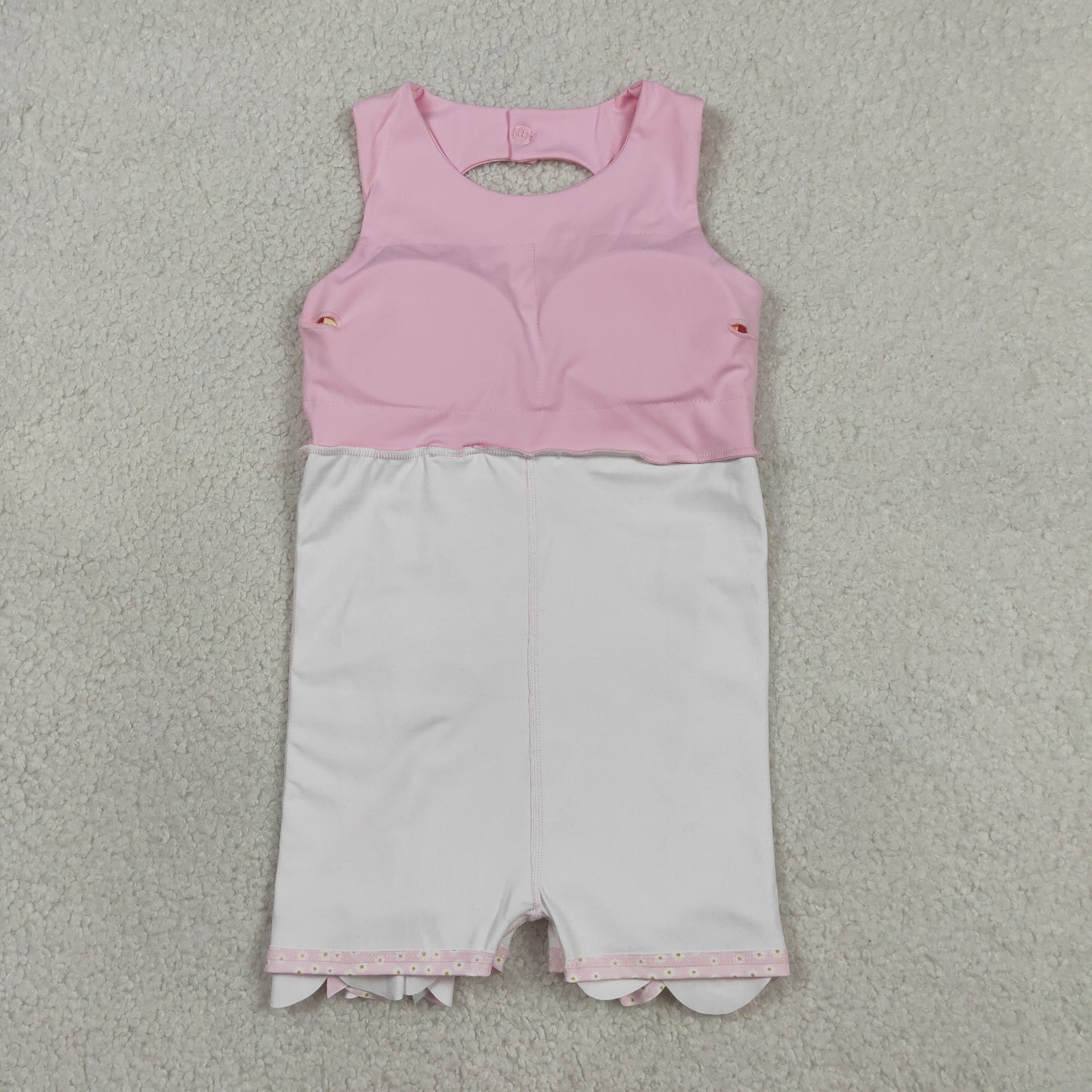 GSD3315 Kids Baby Girls Pink Sleeveless Bows Yoga Ruffle Shorts Knee Length Dresses
