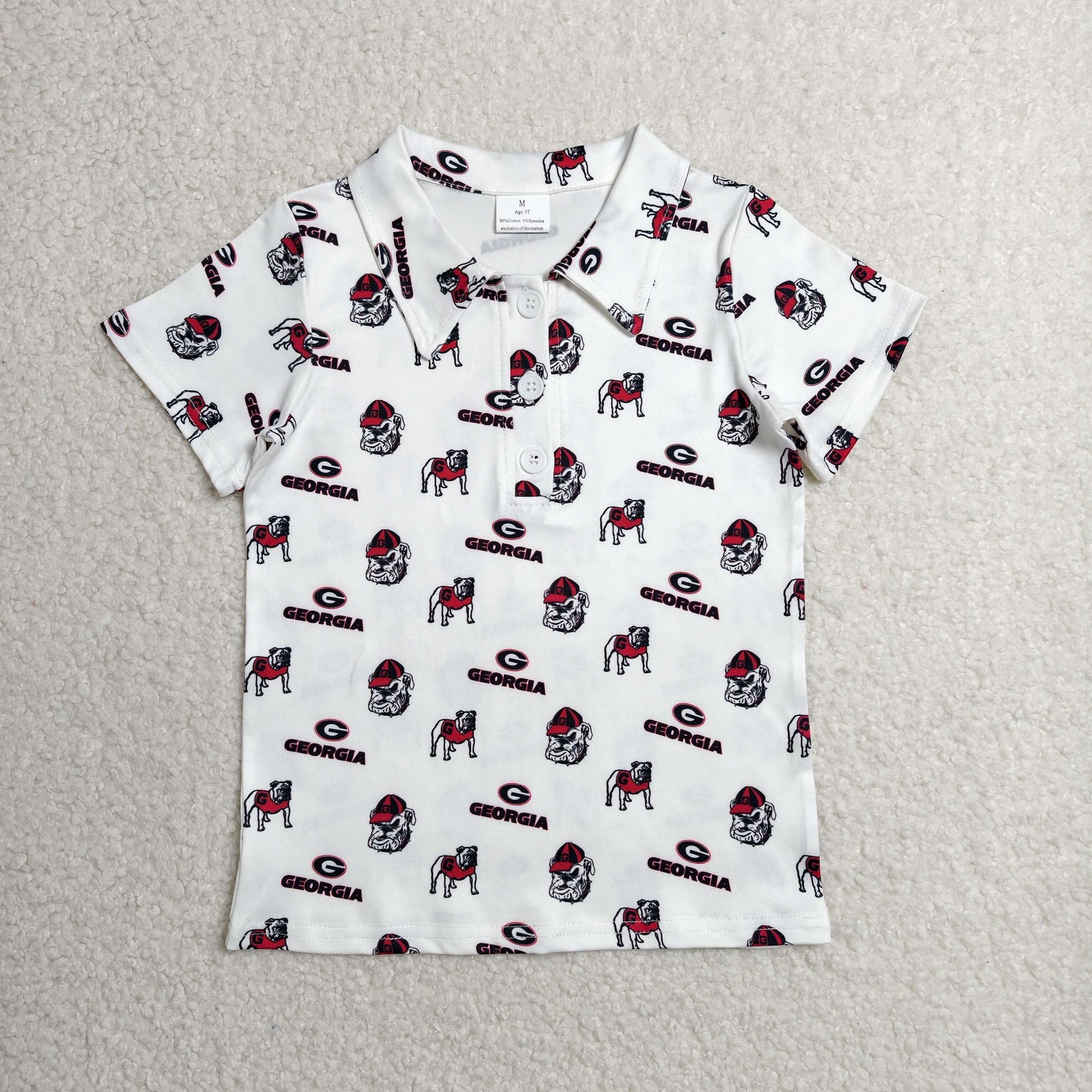 BT1756 Kids Baby Boys Short Sleeve Georgia Team Button Polo Shirts Top