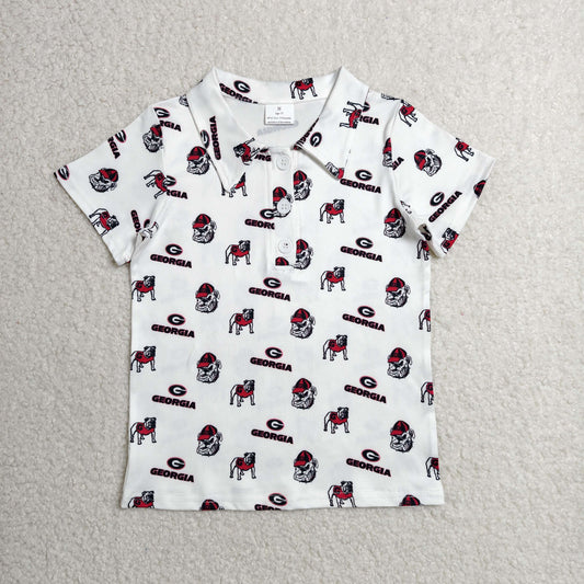 BT1756 Kids Baby Boys Short Sleeve Georgia Team Button Polo Shirts Top