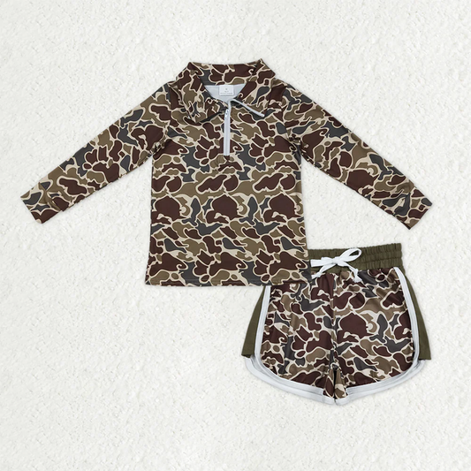 RTS NO MOQ(In Stock) BT1649+SS0745 baby boys clothes camouflage long sleeve shorts sets