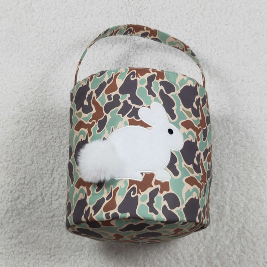 BA0387 Baby Kids Embroidery Rabbits Southern Green Camo Easter Lunch Boxes Bags