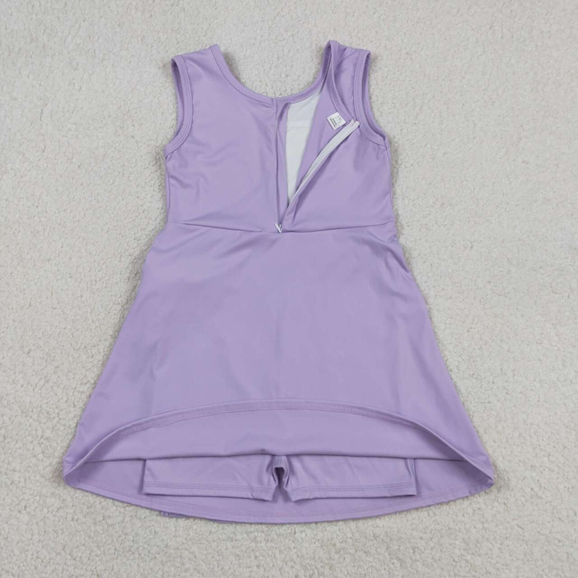 GSD3881 Kids Baby Girls Lavender Sleeveless Yoga Active Short Knee Length Dresses
