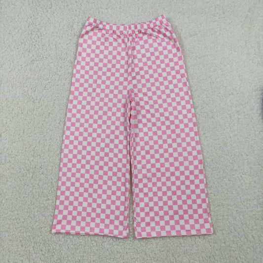 RTS NO MOQ(In Stock) P1018 Pink Plaid Pants
