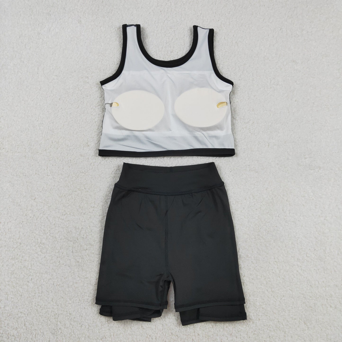 GSD1982 Kids Baby Girl Black Vest Top Yoga Sports Skorts Clothes Sets