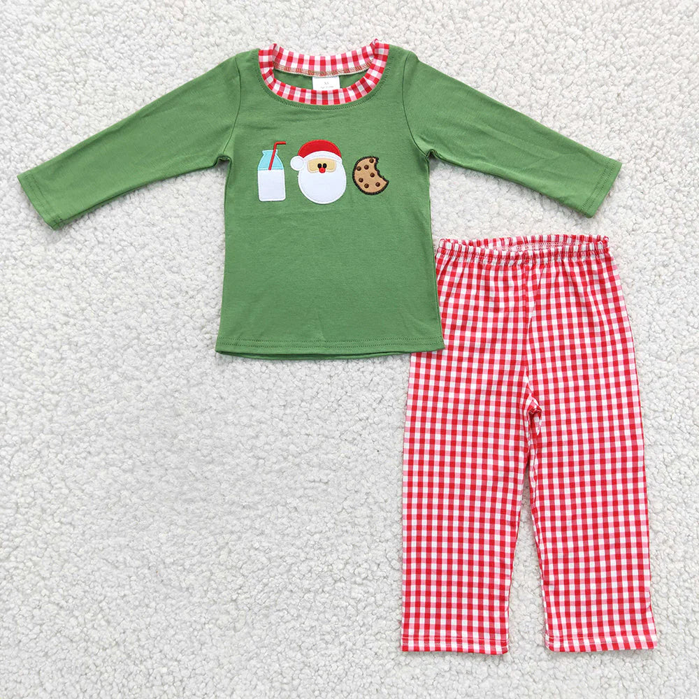 Sibling Baby Kids Embroidery Milk Cookie Santa Christmas Toddler Clothing Sets Rompers