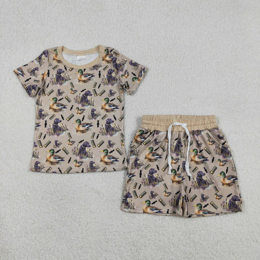 RTS NO MOQ(In Stock) BSSO1727 Duck Puppy Green Short-Sleeve Shorts Set