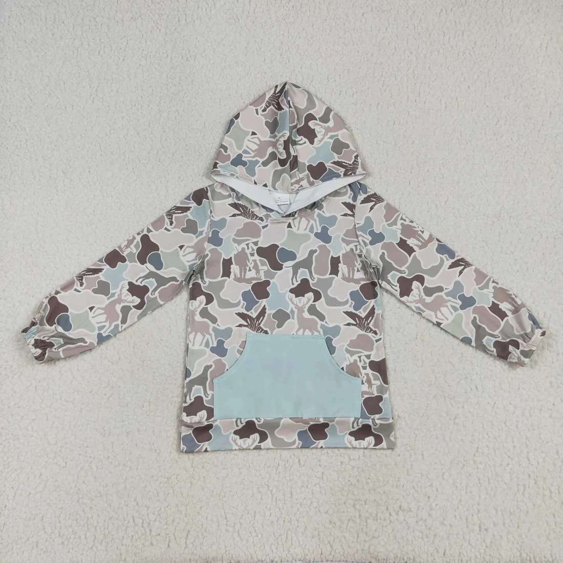 Sibling baby boys clothes camouflage geometric hooded long sleeve tops