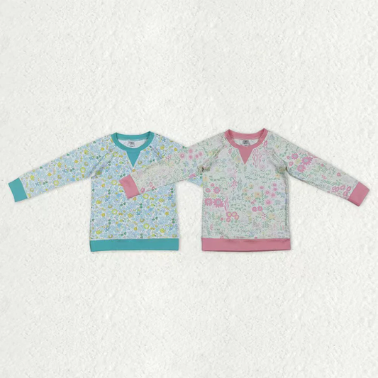 Sibling baby girl clothes yoga floral long sleeve tops