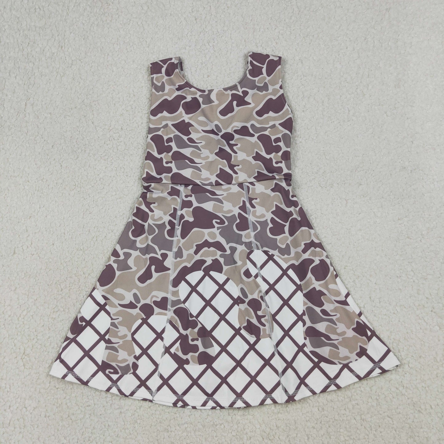 GSD2819 Kids Baby Girls Southern Grey Camo Drip Team Shorts Yoga Knee Length Dresses