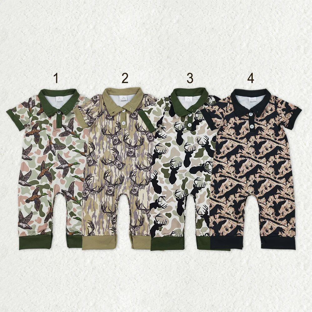 Sibling Baby boy clothes duck camouflage short sleeve Rompers