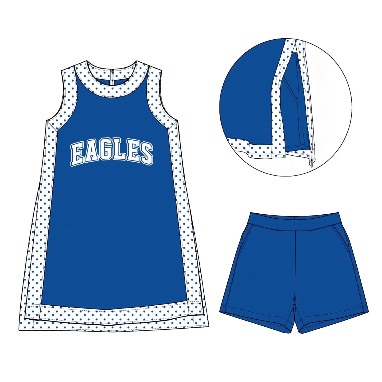 Custom Order Baby Girls Sleeveless Eagles Yoga Active Split Short Clothes Sets