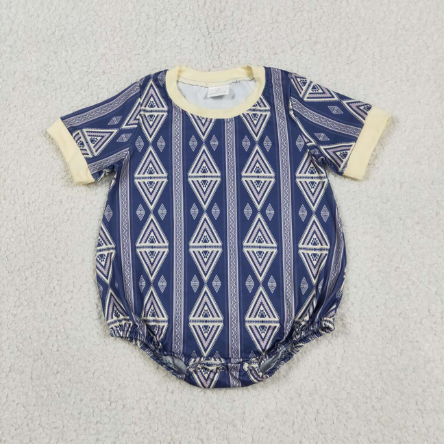 SR3713 Newborn Baby Boys Short Sleeve Western Aztec Rompers