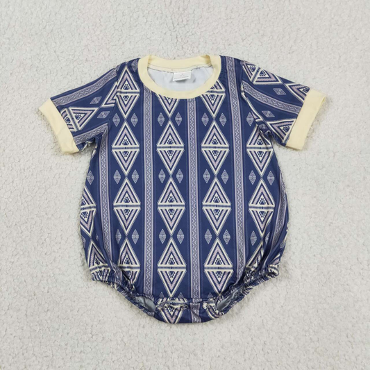 SR3713 Newborn Baby Boys Short Sleeve Western Aztec Rompers